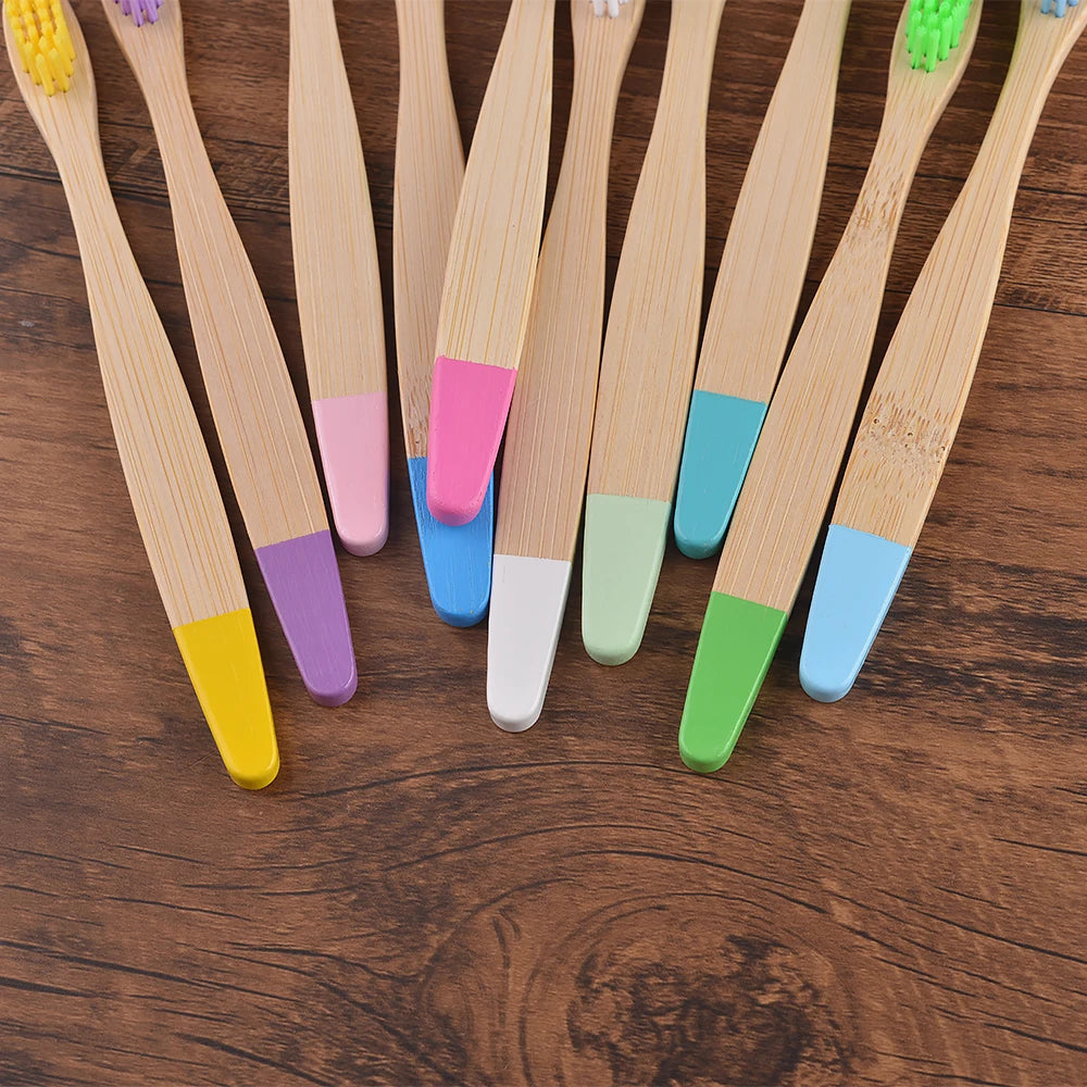 Colorful Bamboo Toothbrush Children 10 pieces