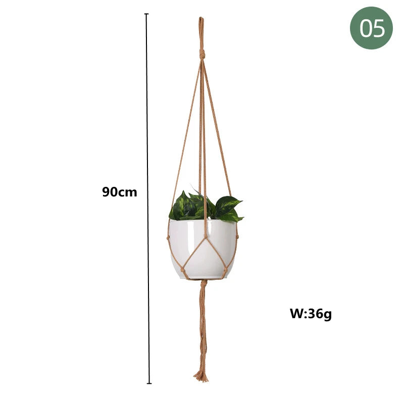 Macrame handmade plant hanger baskets flower pots holder balcony hanging decoration knotted lifting rope home garden supplies