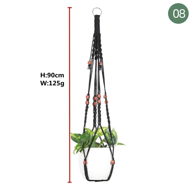 Macrame handmade plant hanger baskets flower pots holder balcony hanging decoration knotted lifting rope home garden supplies