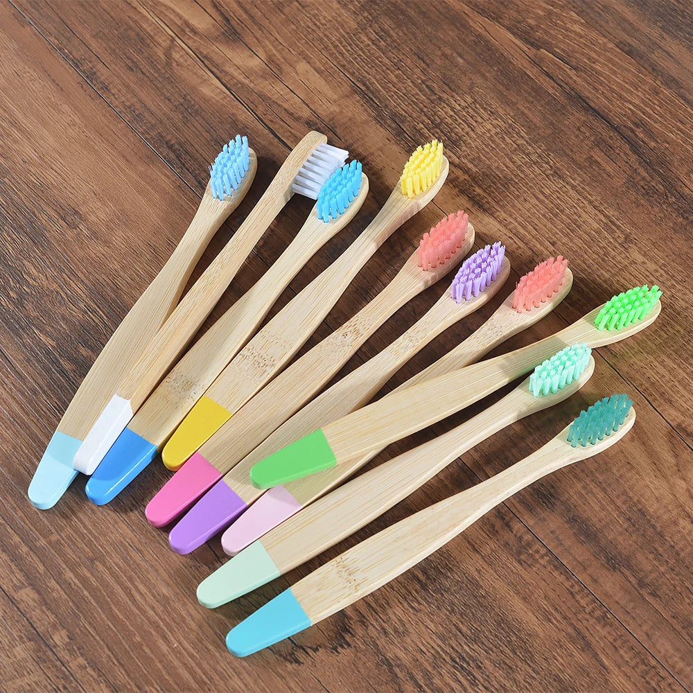 Colorful Bamboo Toothbrush Children 10 pieces