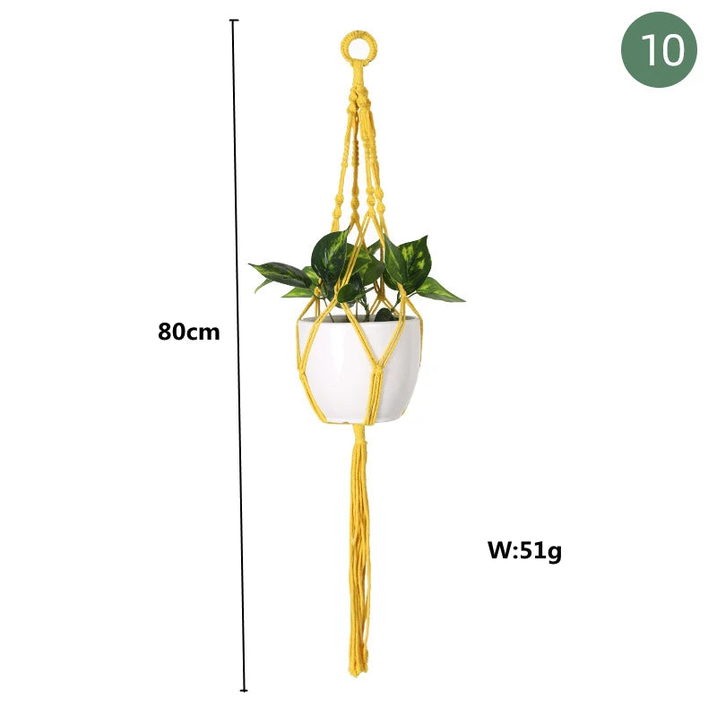 Macrame handmade plant hanger baskets flower pots holder balcony hanging decoration knotted lifting rope home garden supplies