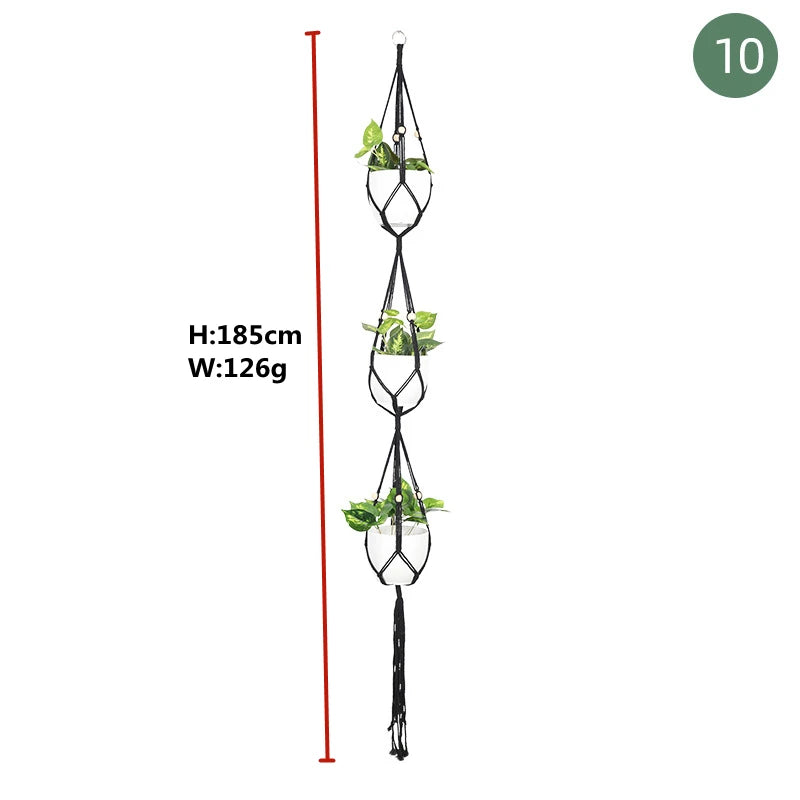 Macrame handmade plant hanger baskets flower pots holder balcony hanging decoration knotted lifting rope home garden supplies