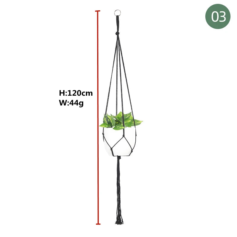 Macrame handmade plant hanger baskets flower pots holder balcony hanging decoration knotted lifting rope home garden supplies