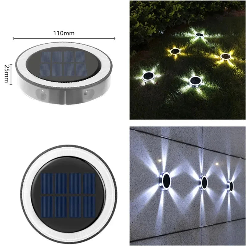 Outdoor Solar Wall Light Waterproof Garden Ground-mounted Lamp 8 Modes Round Petal Deck Fence lamp Glowing Garden Landscape lamp