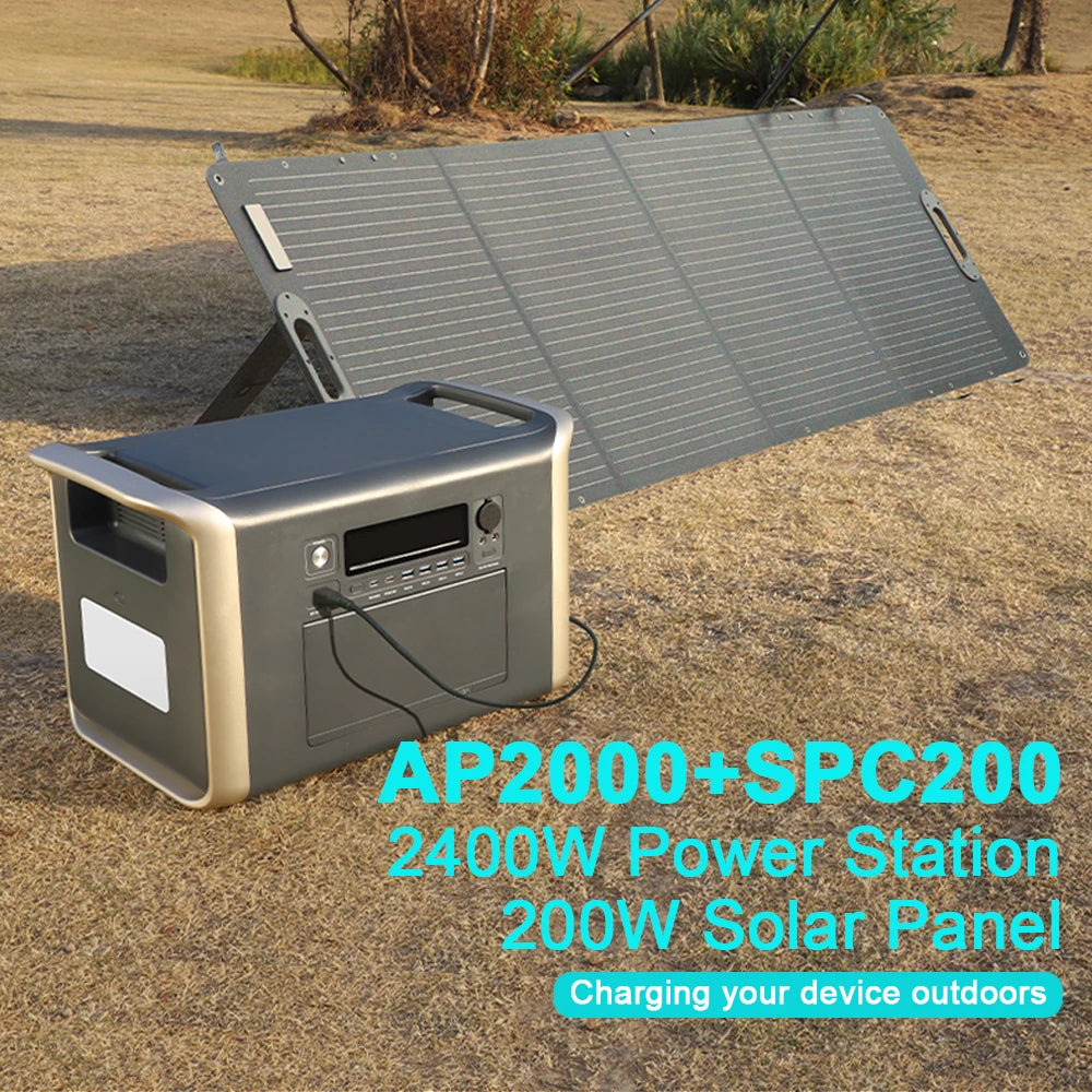 CTOLITY AP2000 Portable Solar Power Station 1000W/2000W – 640000mAh LiFePO4 Battery with 220V AC Outlets for Camping, Emergency Backup, and Off-Grid Solar Energy Solutions