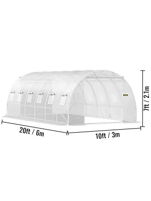 VEVOR Walk-in Tunnel Greenhouse Galvanized Frame & Waterproof Cover 15x7x7/10x7x7/20x10x7/12x7x7 ft Greenhouses & Cold Frames