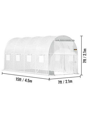 VEVOR Walk-in Tunnel Greenhouse Galvanized Frame & Waterproof Cover 15x7x7/10x7x7/20x10x7/12x7x7 ft Greenhouses & Cold Frames