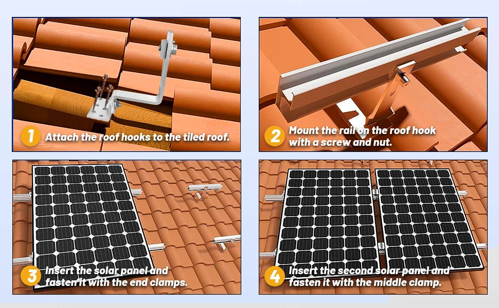 Solar Panel Bracket More Lighten Brick Roof Mounting Rail Roof Hook Mounting Sets for Glazed Tile Roof for Any Solar Panel