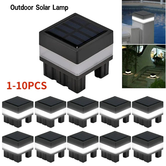 Solar LED Fence Lamp Pillar Light Solar Powered Insulating Sheet Insert Switch Waterproof Residential Corridor Fence Yard Lamp