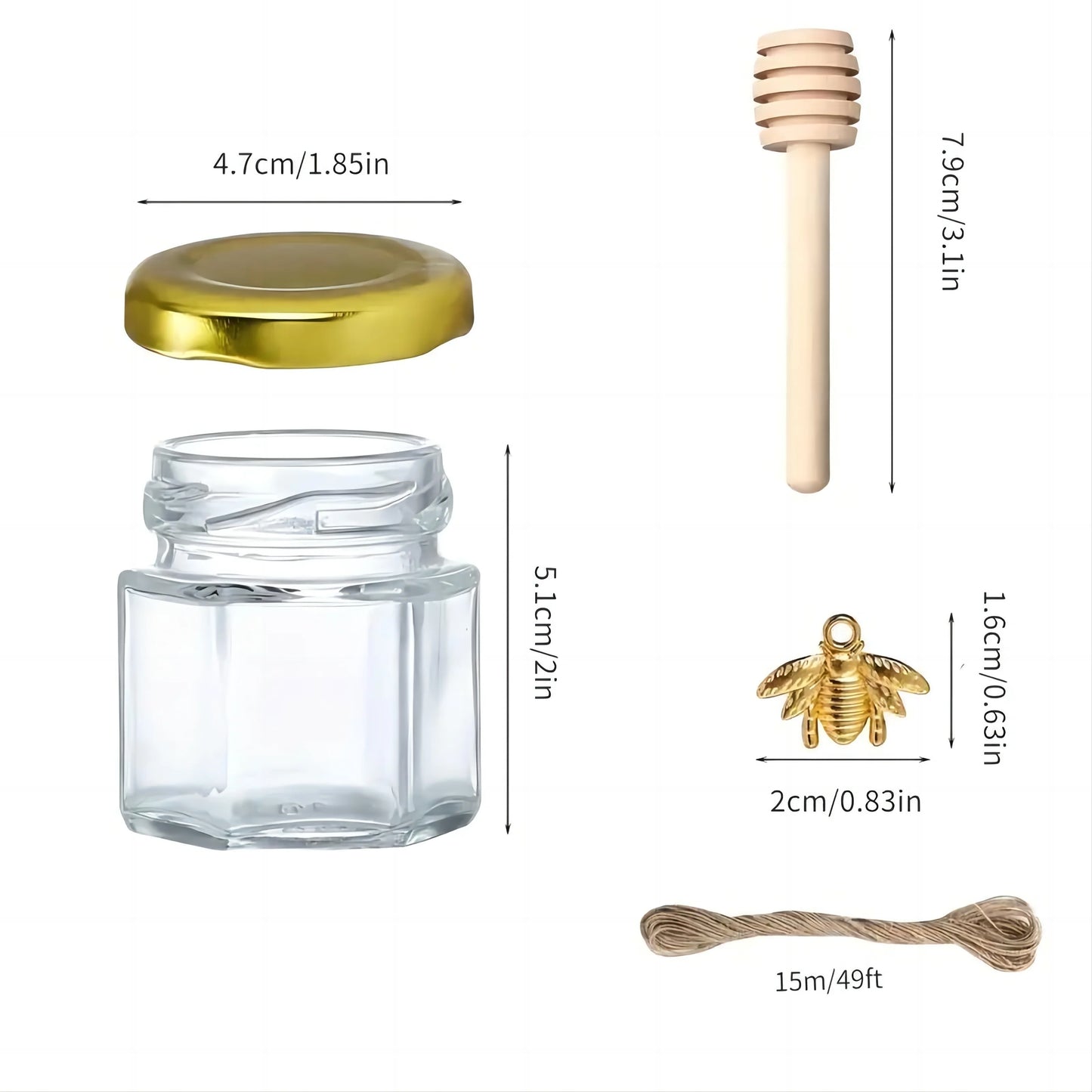 Mini Glass Honey Jars With Wood Dipper