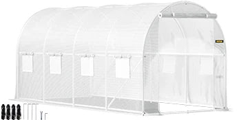 VEVOR Walk-in Tunnel Greenhouse Galvanized Frame & Waterproof Cover 15x7x7/10x7x7/20x10x7/12x7x7 ft Greenhouses & Cold Frames