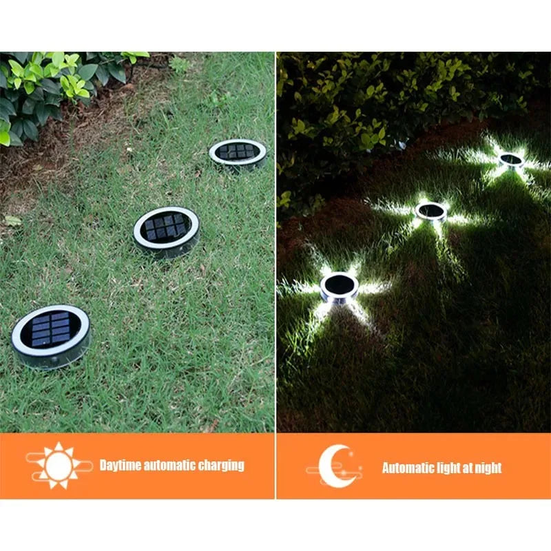 Outdoor Solar Wall Light Waterproof Garden Ground-mounted Lamp 8 Modes Round Petal Deck Fence lamp Glowing Garden Landscape lamp