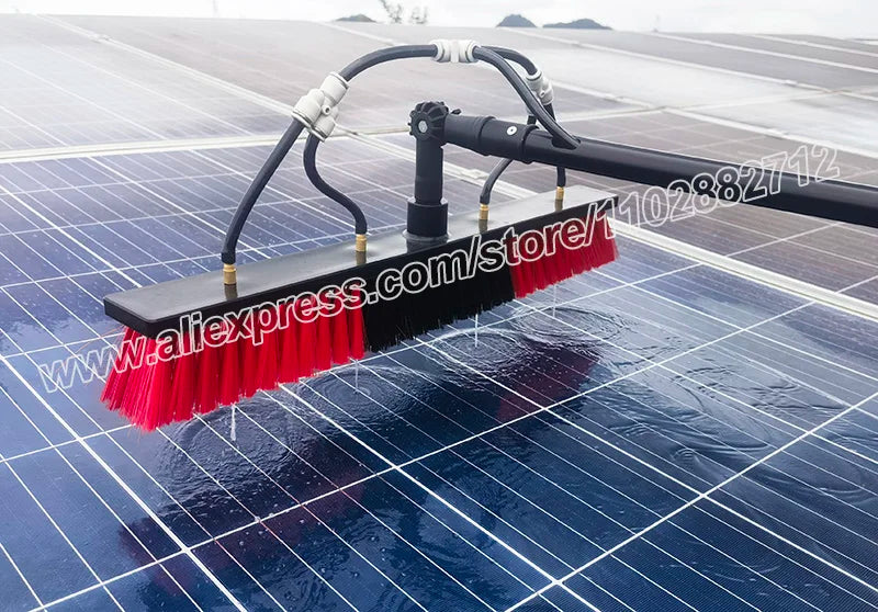 Professional Solar Panel Cleaning Kit with 36 FT Telescopic Pole High Washing Water Fed Brush