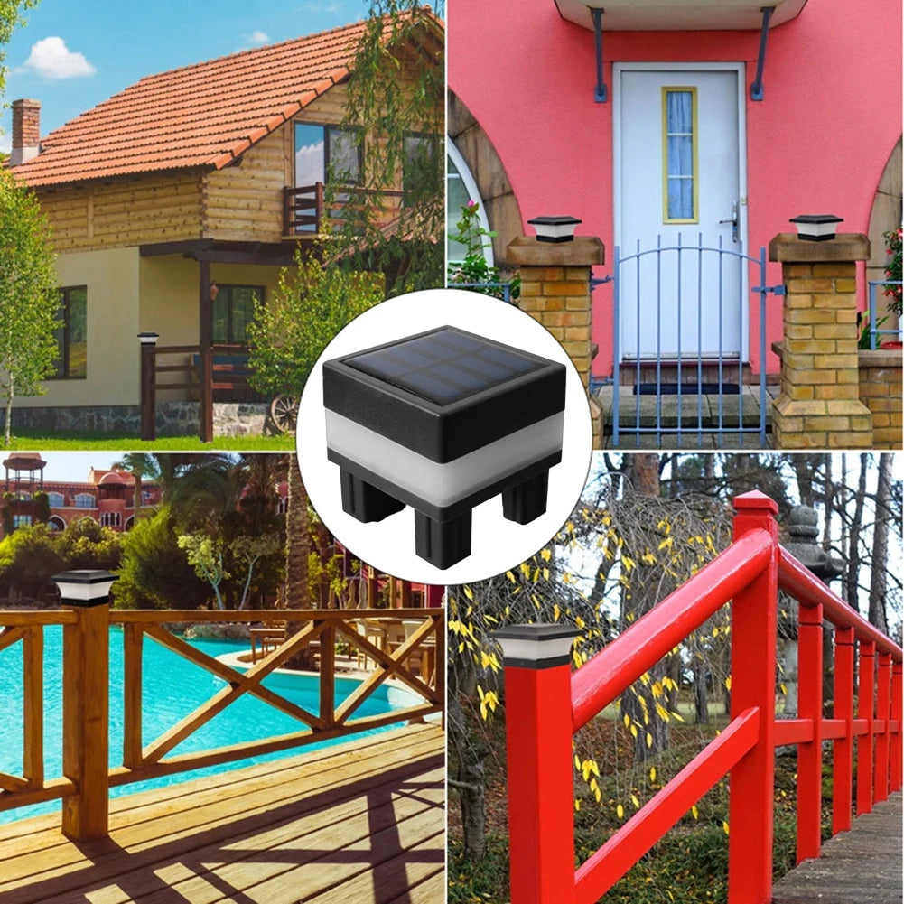 Solar LED Fence Lamp Pillar Light Solar Powered Insulating Sheet Insert Switch Waterproof Residential Corridor Fence Yard Lamp