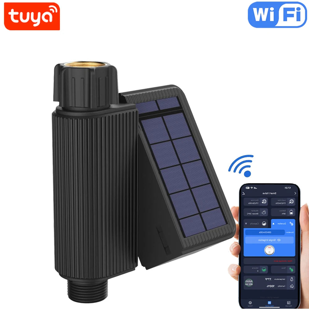 Tuya Smart Wifi Watering Timer Solar Energy Sprinkler Drip Irrigation System Built-in Water Flow Recorder Water Controller