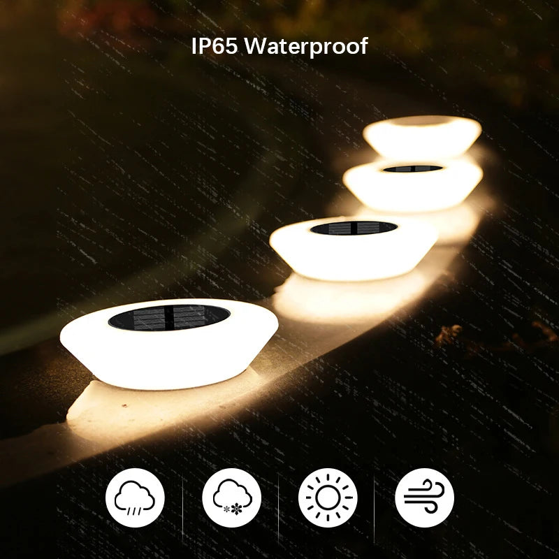 4Pcs Solar Ground Lights,14LEDs Upgraded Waterproof Outdoor Bright Landscape Lighting,LED Lawn Lamp for Garden Pathway Yard Deck