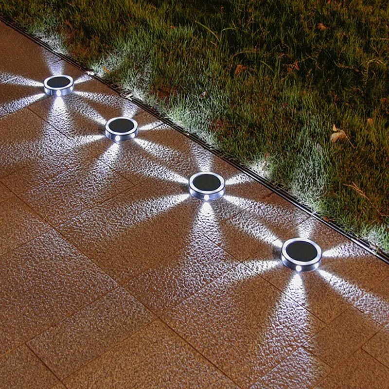 Outdoor Solar Wall Light Waterproof Garden Ground-mounted Lamp 8 Modes Round Petal Deck Fence lamp Glowing Garden Landscape lamp