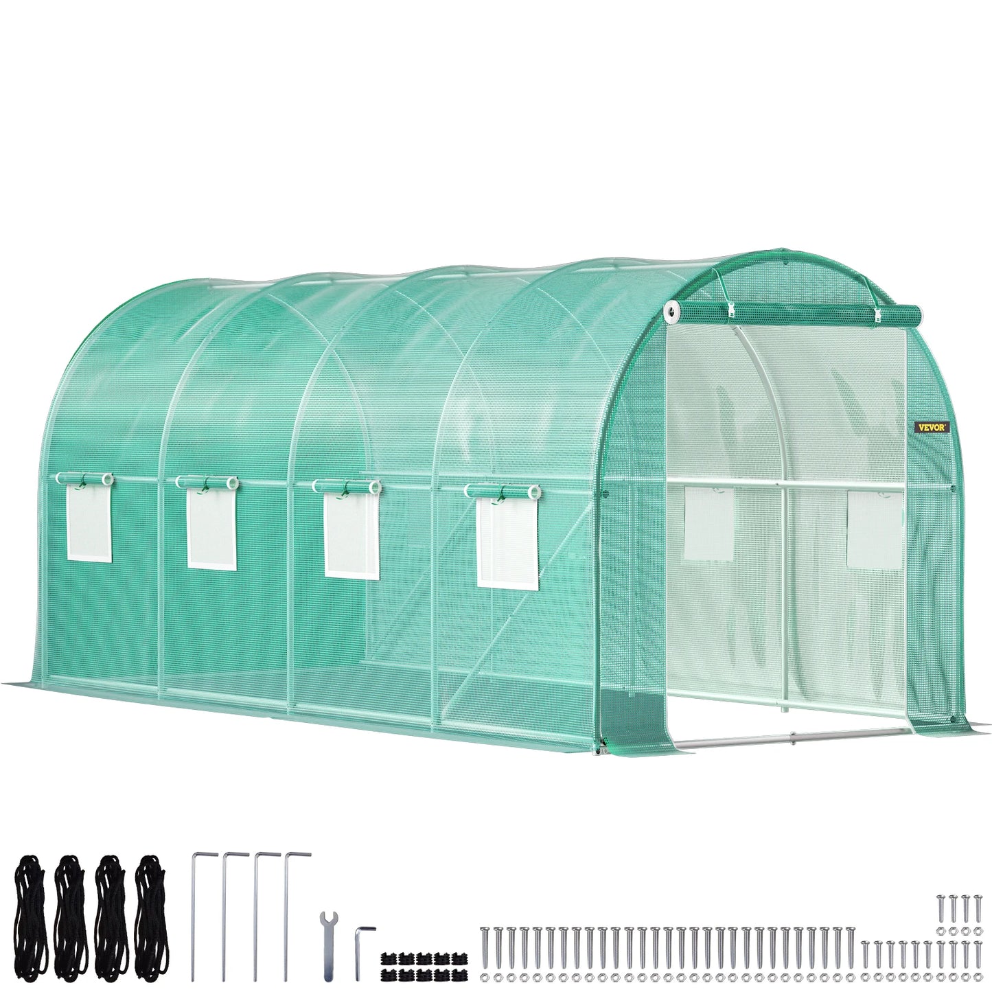 VEVOR Walk-in Tunnel Greenhouse Galvanized Frame & Waterproof Cover 15x7x7/10x7x7/20x10x7/12x7x7 ft Greenhouses & Cold Frames