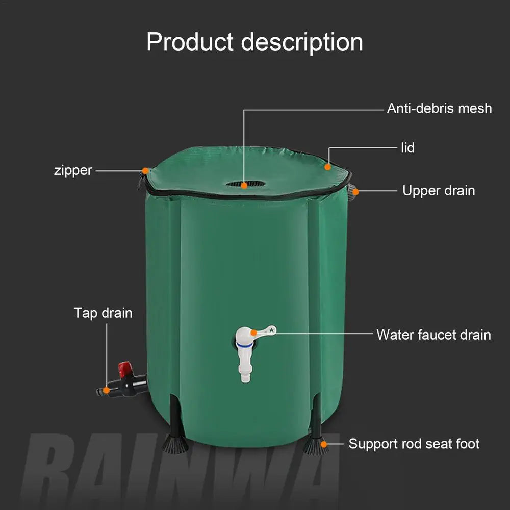 Rain Barrel Water Collector Portable Collapsible Rain Water Storage Tank Rainwater Recovery Collector Bucket Garden Irrigation