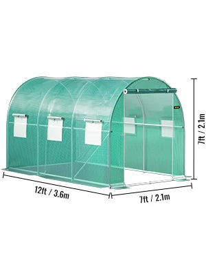 VEVOR Walk-in Tunnel Greenhouse Galvanized Frame & Waterproof Cover 15x7x7/10x7x7/20x10x7/12x7x7 ft Greenhouses & Cold Frames