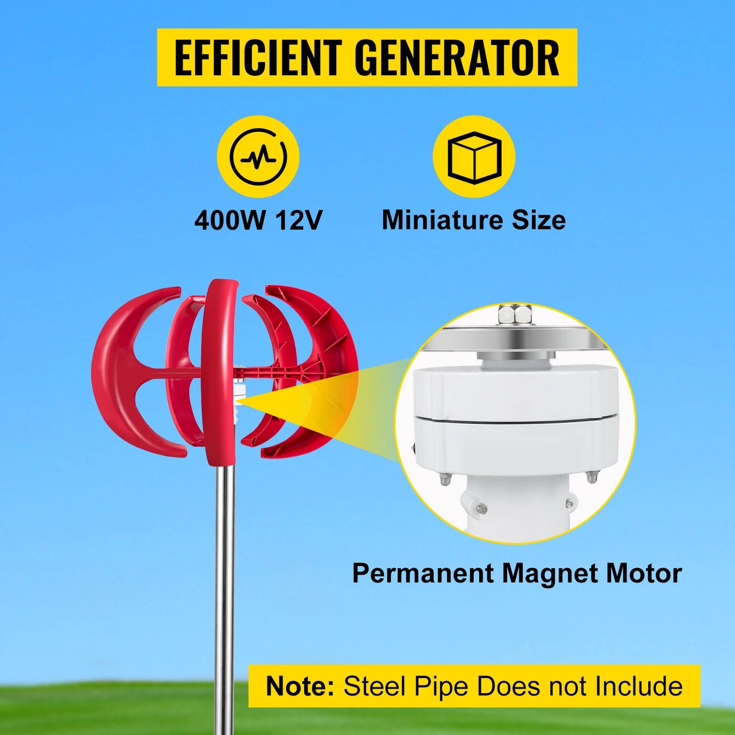 VEVOR Vertical Axis Wind Turbine 12V 600W Alternative Energy Generator VAWT Small Windmill Free Energy With Controller for Home