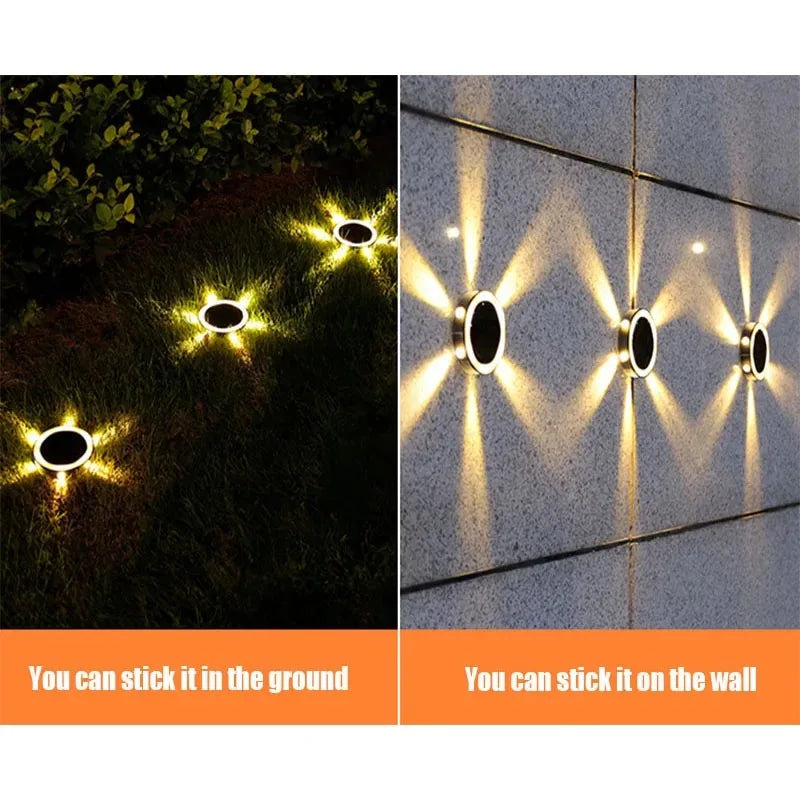 Outdoor Solar Wall Light Waterproof Garden Ground-mounted Lamp 8 Modes Round Petal Deck Fence lamp Glowing Garden Landscape lamp