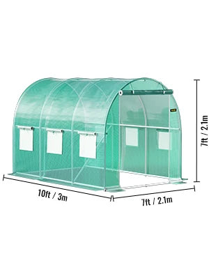 VEVOR Walk-in Tunnel Greenhouse Galvanized Frame & Waterproof Cover 15x7x7/10x7x7/20x10x7/12x7x7 ft Greenhouses & Cold Frames