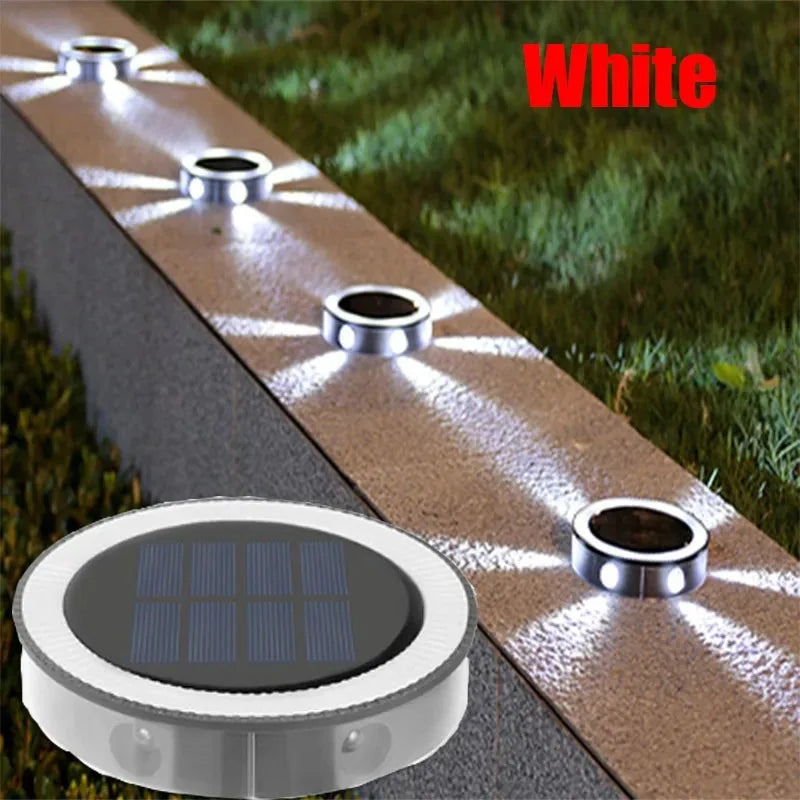 Outdoor Solar Wall Light Waterproof Garden Ground-mounted Lamp 8 Modes Round Petal Deck Fence lamp Glowing Garden Landscape lamp