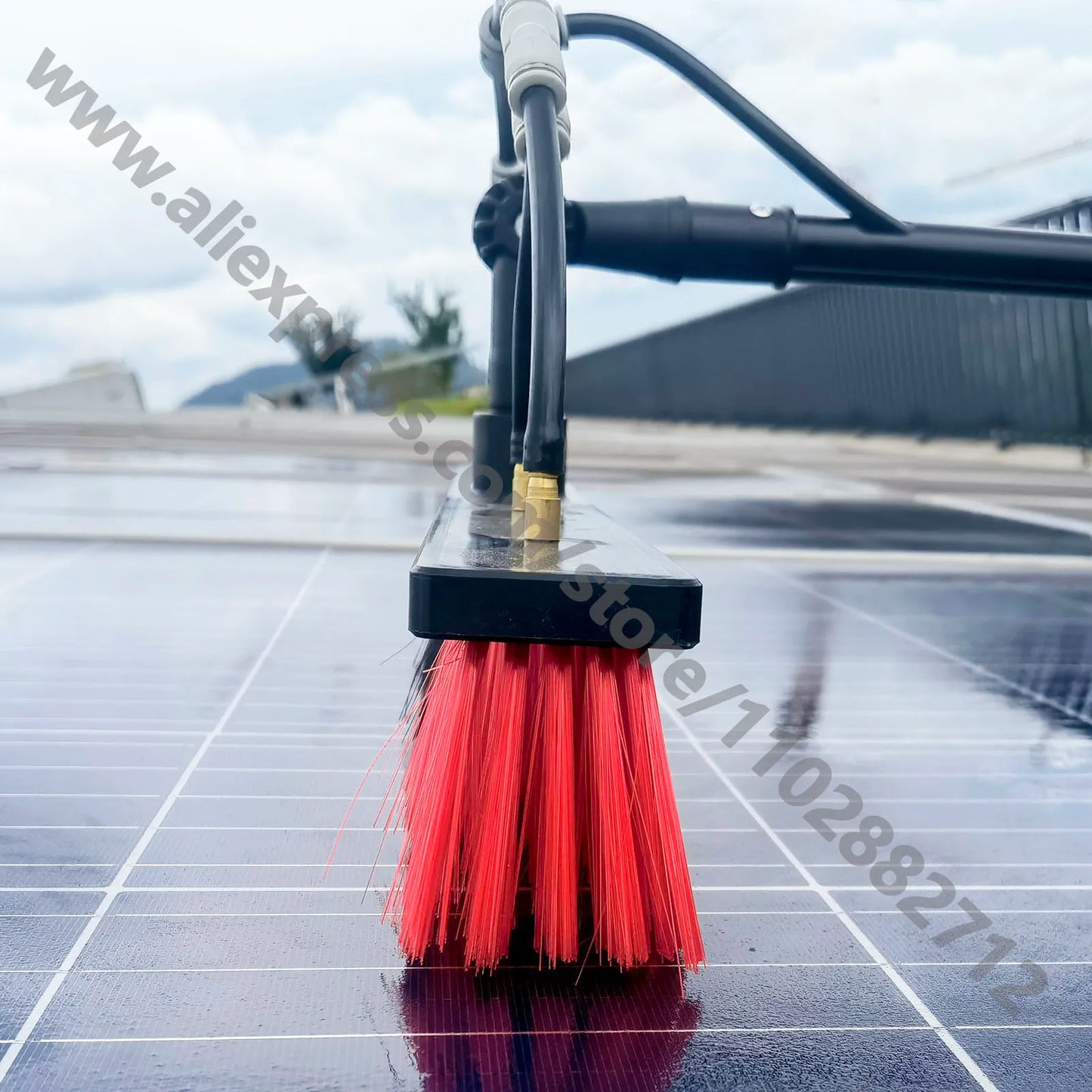 Professional Solar Panel Cleaning Kit with 36 FT Telescopic Pole High Washing Water Fed Brush