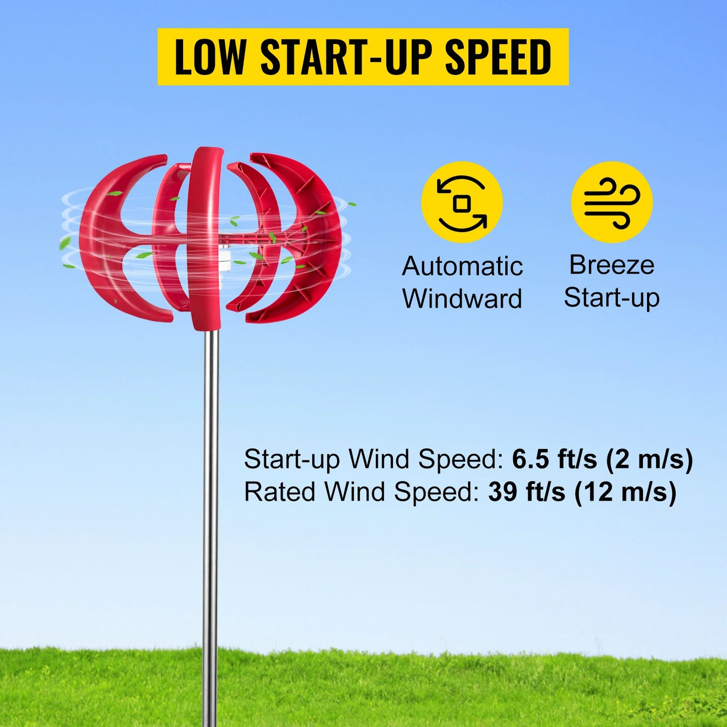 VEVOR Vertical Axis Wind Turbine 12V 600W Alternative Energy Generator VAWT Small Windmill Free Energy With Controller for Home