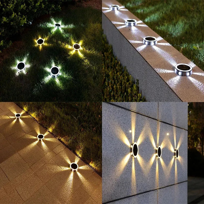 Outdoor Solar Wall Light Waterproof Garden Ground-mounted Lamp 8 Modes Round Petal Deck Fence lamp Glowing Garden Landscape lamp