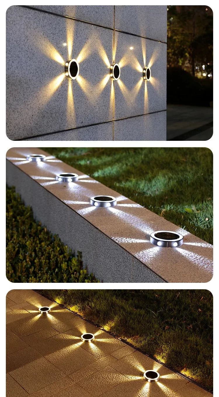 Outdoor Solar Wall Light Waterproof Garden Ground-mounted Lamp 8 Modes Round Petal Deck Fence lamp Glowing Garden Landscape lamp