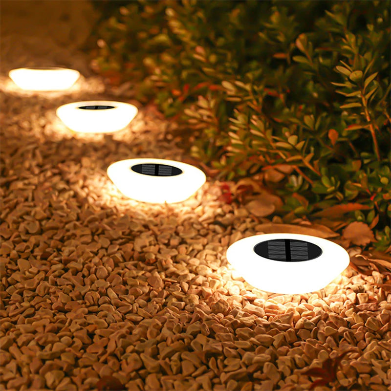 4Pcs Solar Ground Lights,14LEDs Upgraded Waterproof Outdoor Bright Landscape Lighting,LED Lawn Lamp for Garden Pathway Yard Deck