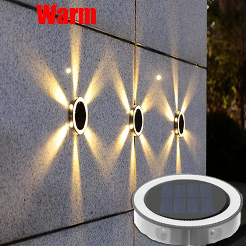 Outdoor Solar Wall Light Waterproof Garden Ground-mounted Lamp 8 Modes Round Petal Deck Fence lamp Glowing Garden Landscape lamp