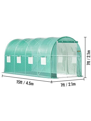 VEVOR Walk-in Tunnel Greenhouse Galvanized Frame & Waterproof Cover 15x7x7/10x7x7/20x10x7/12x7x7 ft Greenhouses & Cold Frames