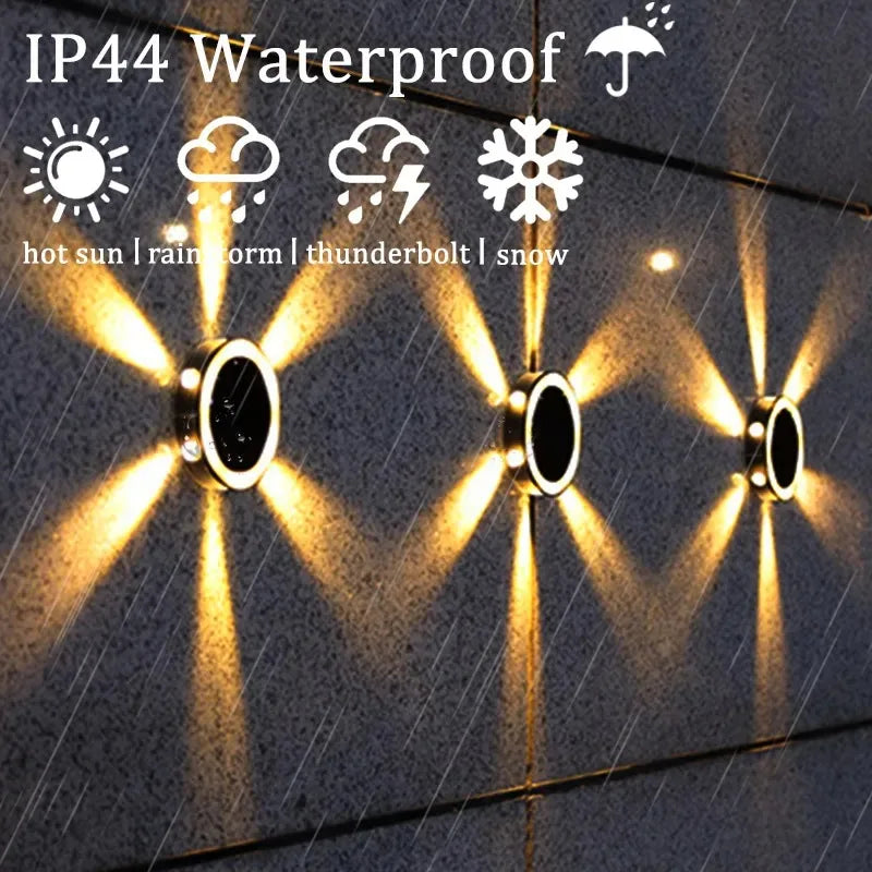 Outdoor Solar Wall Light Waterproof Garden Ground-mounted Lamp 8 Modes Round Petal Deck Fence lamp Glowing Garden Landscape lamp