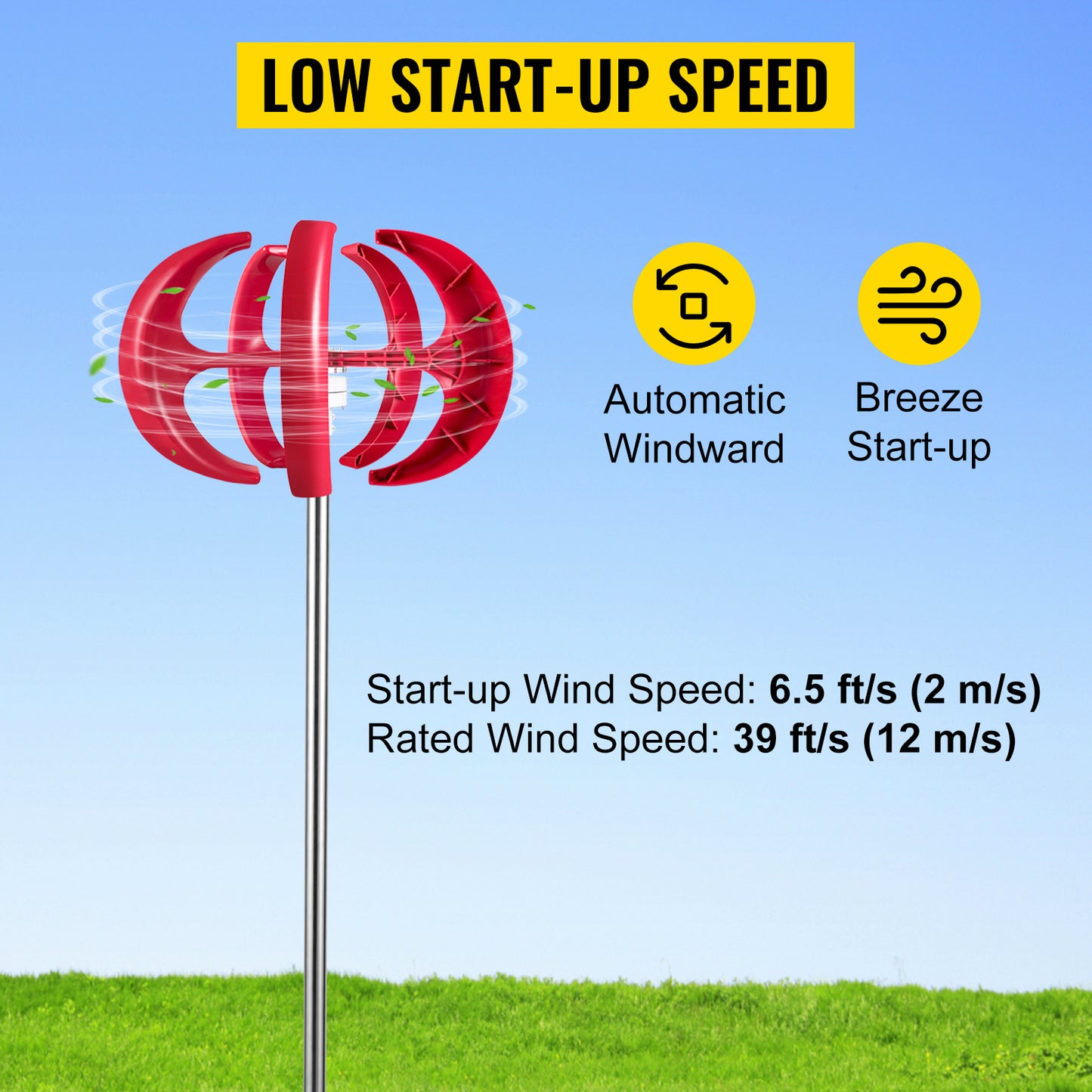 VEVOR Vertical Axis Wind Turbine 12V 600W Alternative Energy Generator VAWT Small Windmill Free Energy With Controller for Home